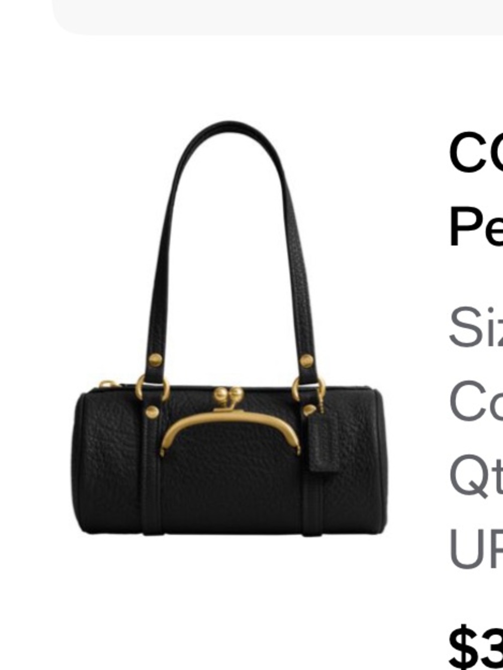 Coach Black Leather Barrel Kisslock Shoulder Bag with Gold Hardware 28 - Picture 5 of 5